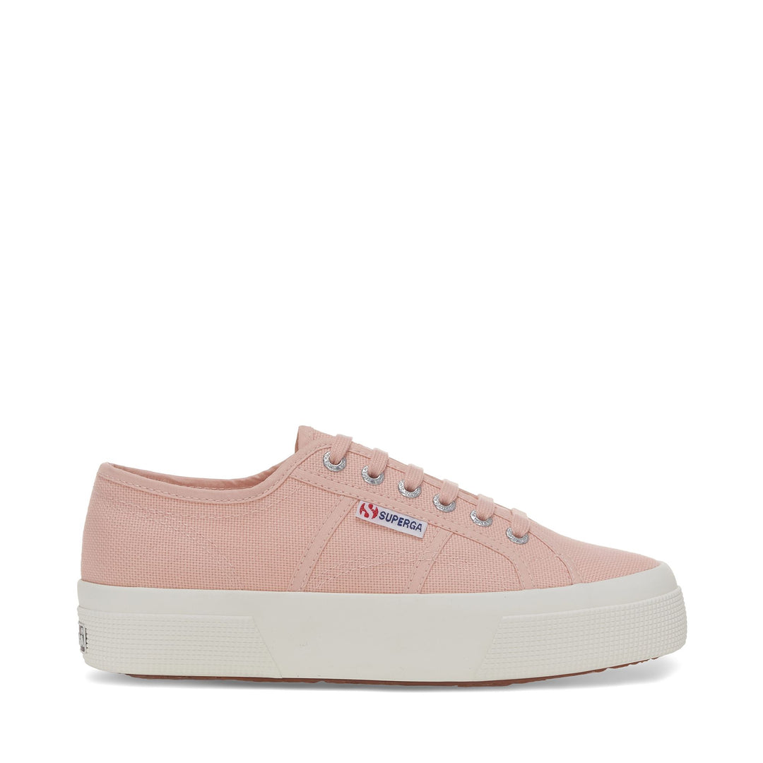Rosafarbene Unisex-Plateau-Sneaker mit Obermaterial aus Baumwolle 01