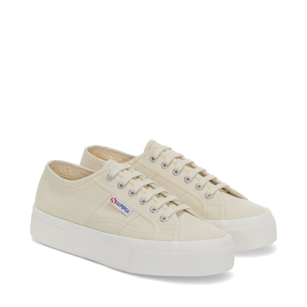 Unisex Beige Platform Sneakers with Cotton Upper 02