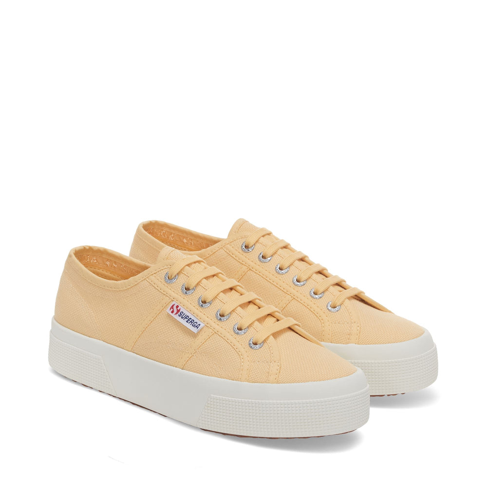 Gelbe Unisex-Plateau-Sneaker mit Obermaterial aus Baumwolle 02