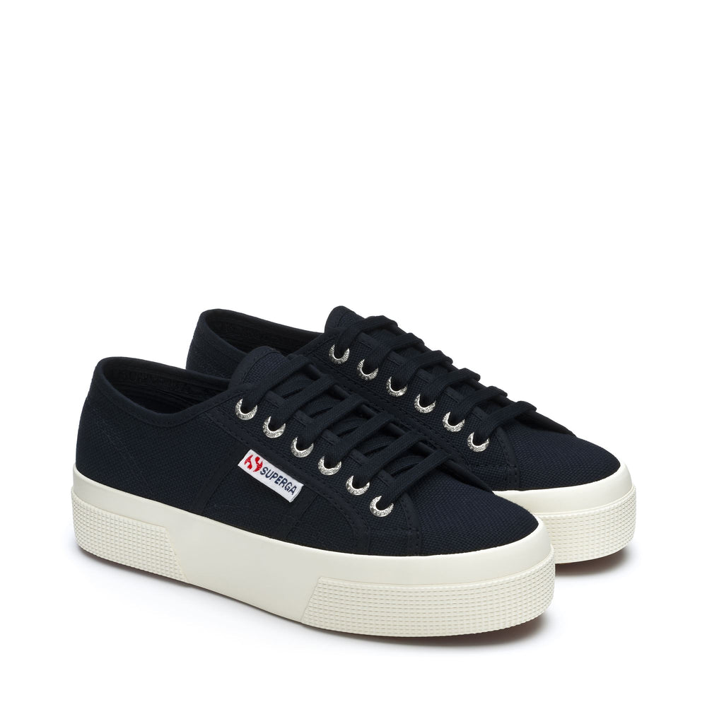 Sneakers unisex con plateau blu navy e tomaia in cotone 02