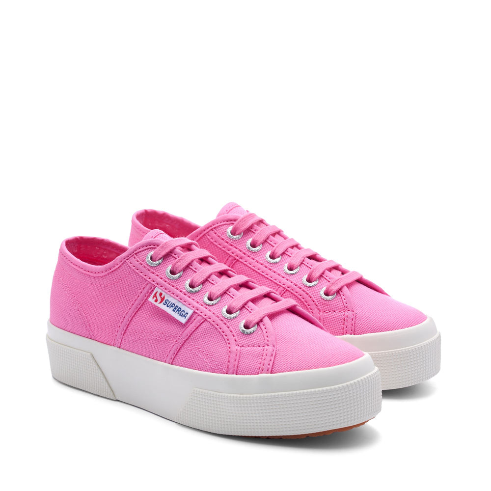 Rosafarbene Unisex-Plateau-Sneaker mit Obermaterial aus Baumwolle 02