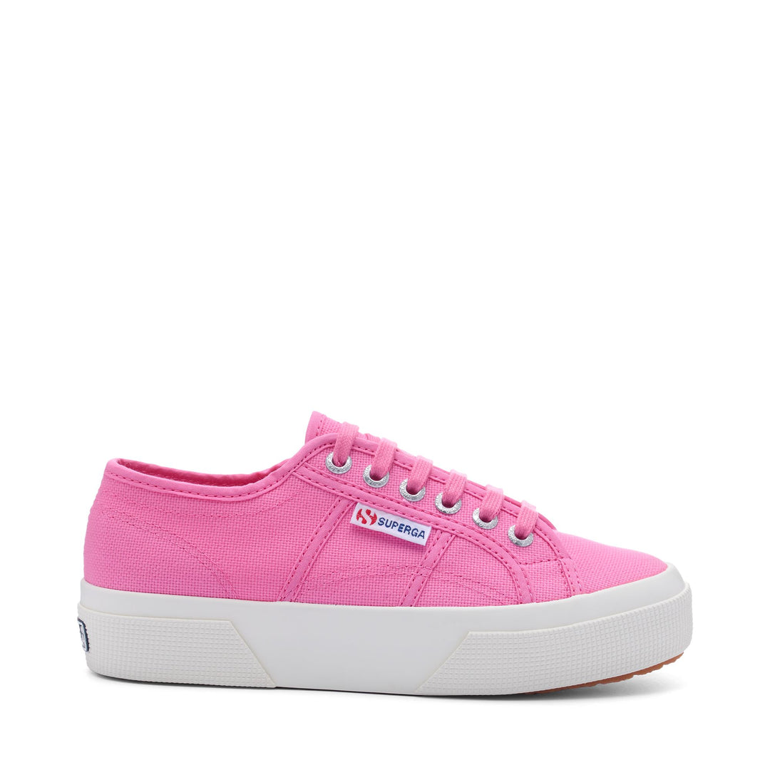 Rosafarbene Unisex-Plateau-Sneaker mit Obermaterial aus Baumwolle 01