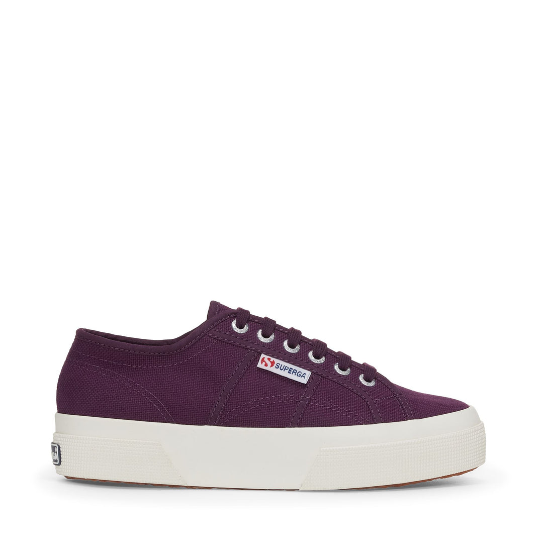 Violette Plateau-Sneakers mit Obermaterial aus Baumwolle 01
