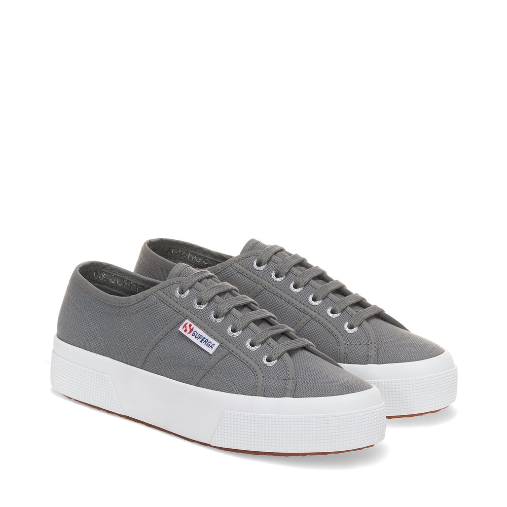 Graue Unisex-Plateau-Sneaker mit Obermaterial aus Baumwolle 02