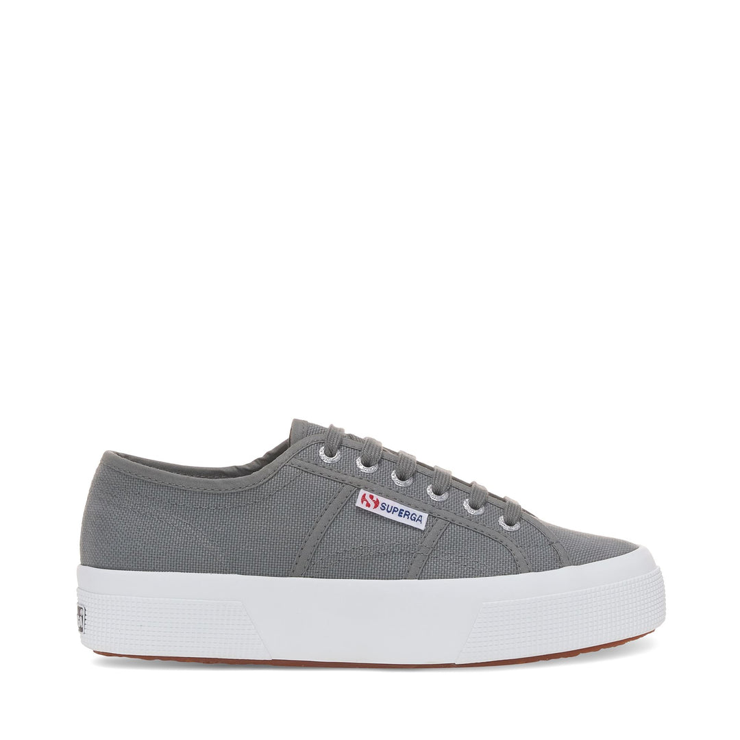 Graue Unisex-Plateau-Sneaker mit Obermaterial aus Baumwolle 01