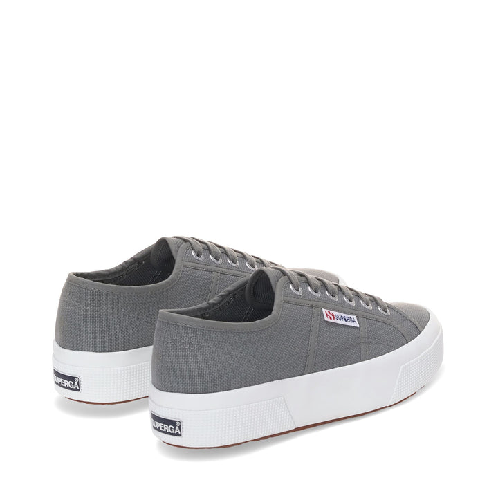 Sneakers unisex con plateau grigie e tomaia in cotone 3