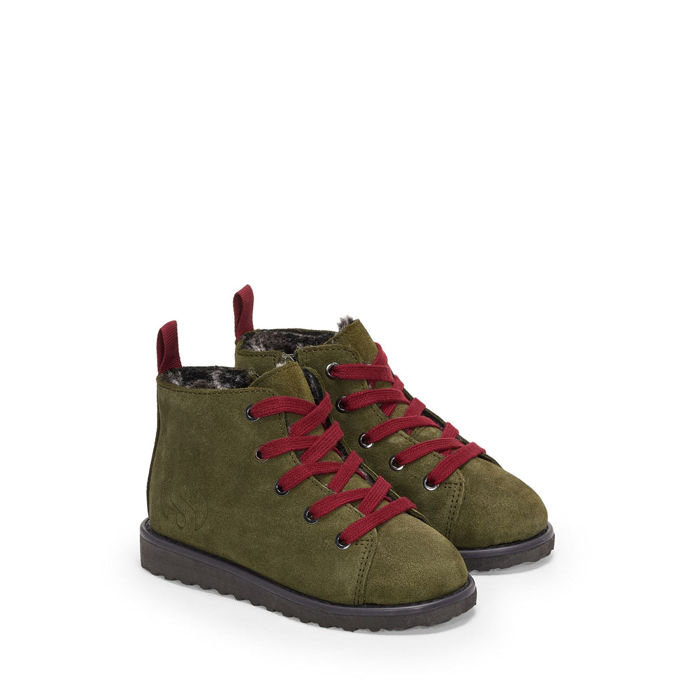 Grüne Stiefeletten für Kinder mit Obermaterial aus Wildleder 02