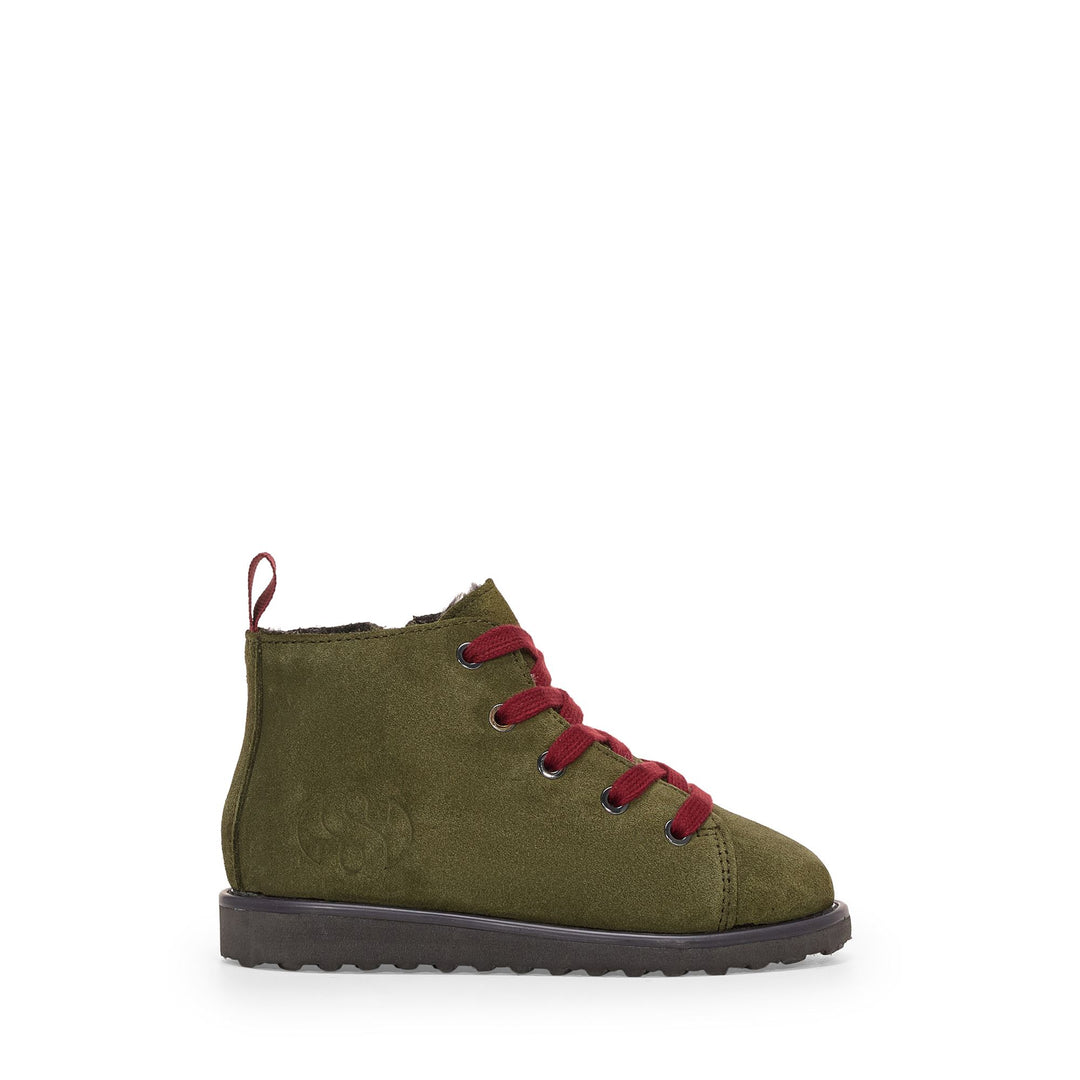 Grüne Stiefeletten für Kinder mit Obermaterial aus Wildleder 01