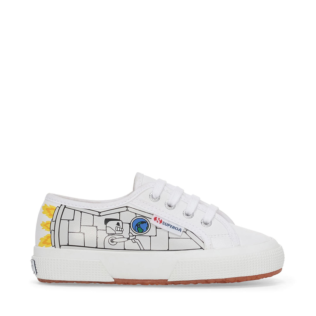 Weiße Low-Cut-Sneaker für Kinder mit Obermaterial aus Baumwolle 01