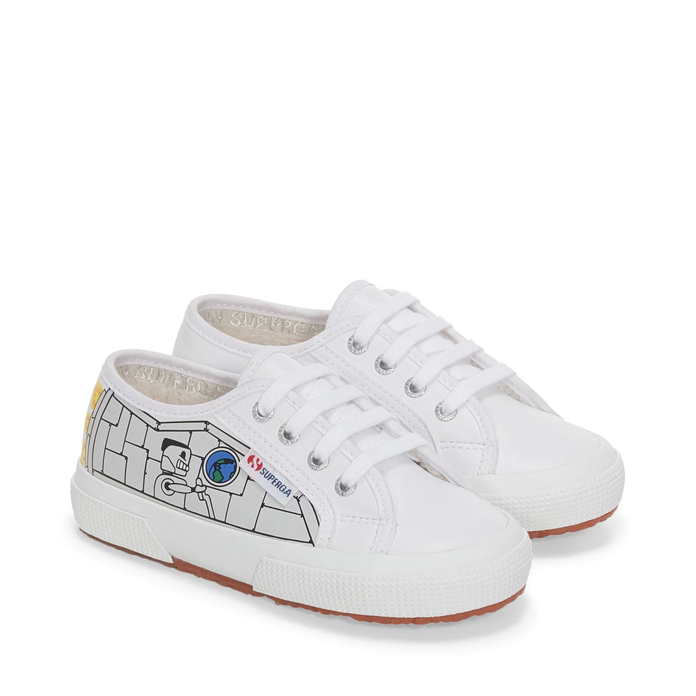 Weiße Low-Cut-Sneaker für Kinder mit Obermaterial aus Baumwolle 02