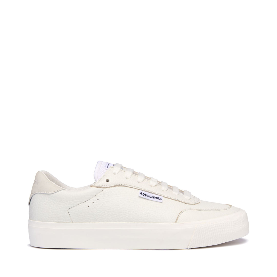Weiße Unisex Low Cut Sneakers mit Obermaterial aus Leder 01