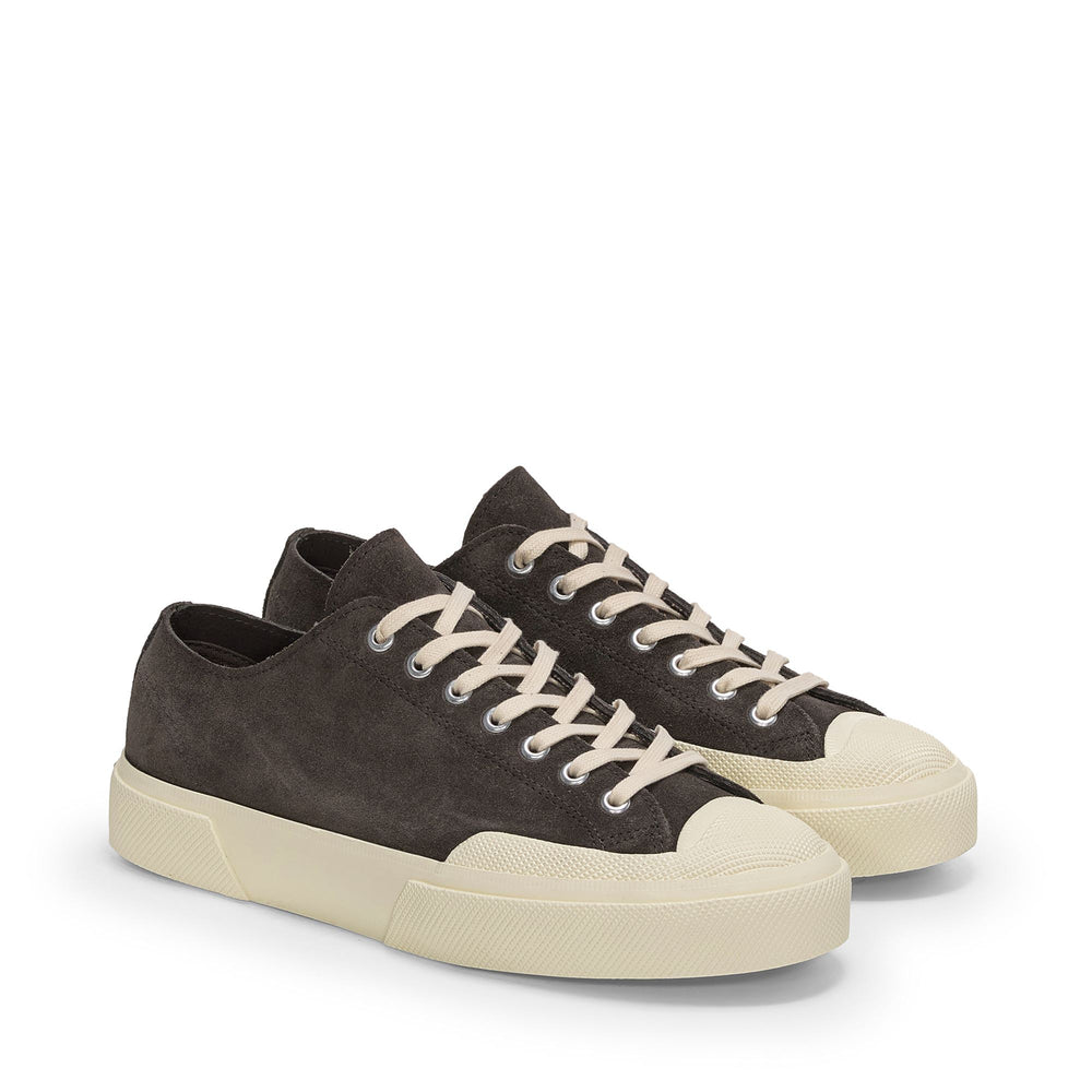 Graue Unisex-Sneaker mit niedrigem Schnitt und Obermaterial aus Wildleder 02
