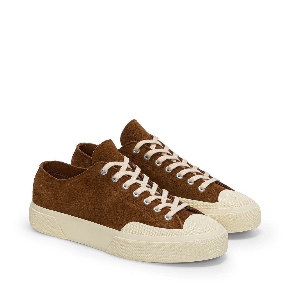 Braune Unisex-Sneaker mit niedrigem Schnitt und Obermaterial aus Wildleder 02