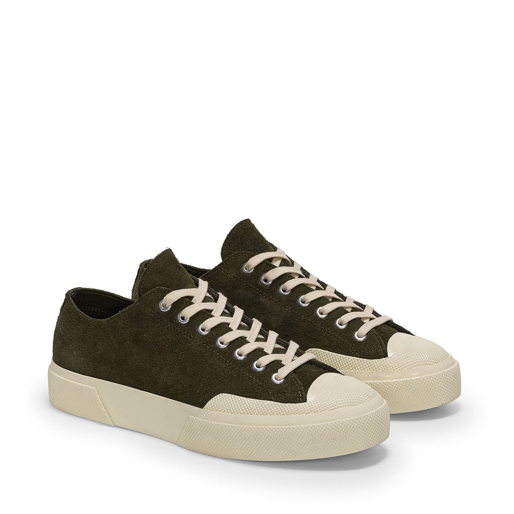 Grüne Unisex-Sneaker mit niedrigem Schnitt und Obermaterial aus Wildleder 02