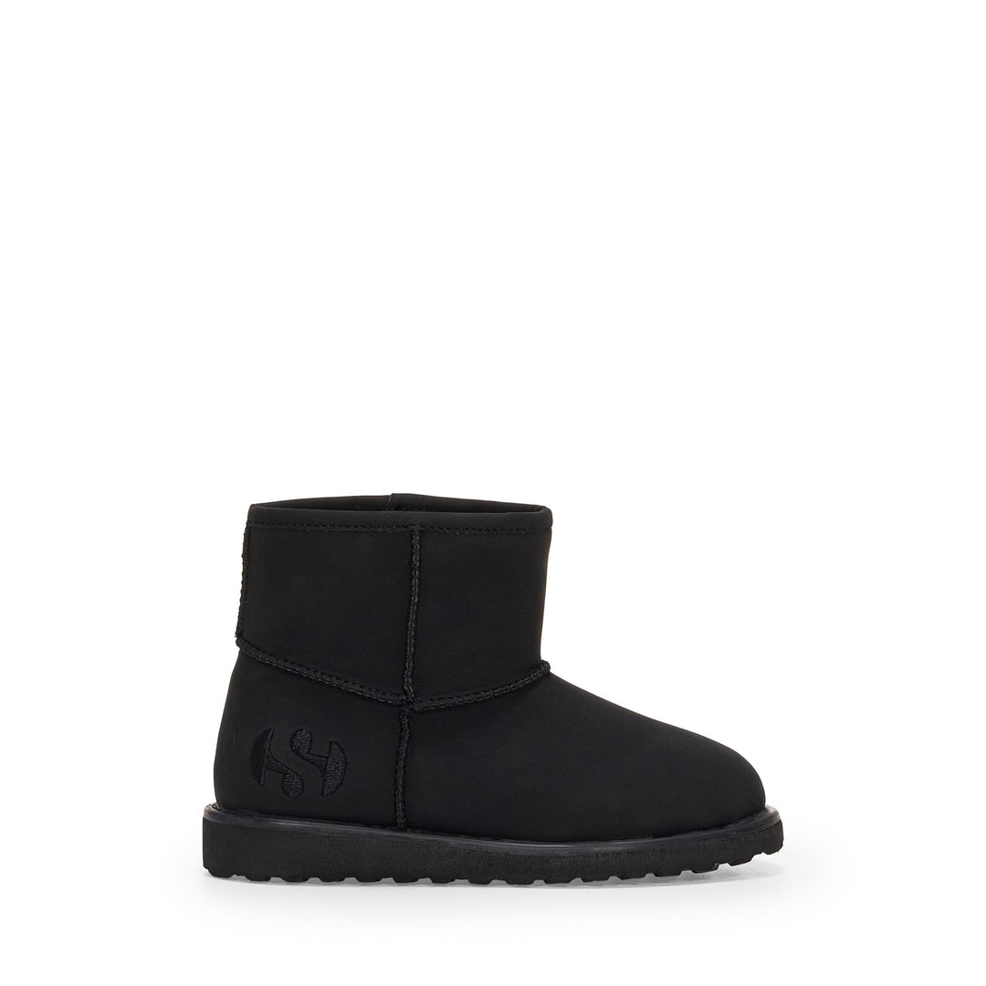 Schwarze Stiefeletten für Kinder mit Obermaterial aus Mikrofaser in Nubuk-Optik 01