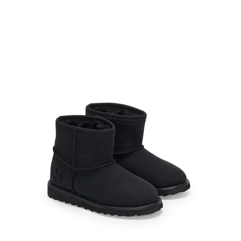 Schwarze Stiefeletten für Kinder mit Obermaterial aus Mikrofaser in Nubuk-Optik 02