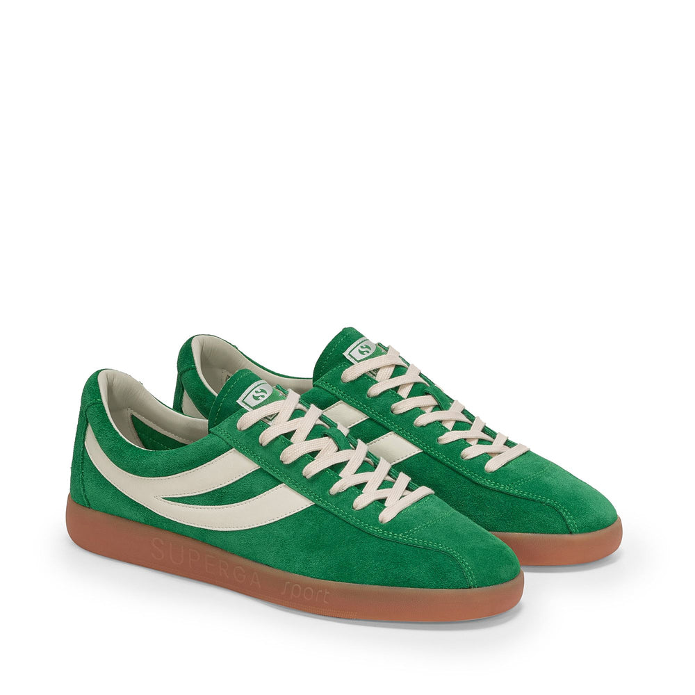Unisex Low Cut Sneakers Green with Suede Upper 02