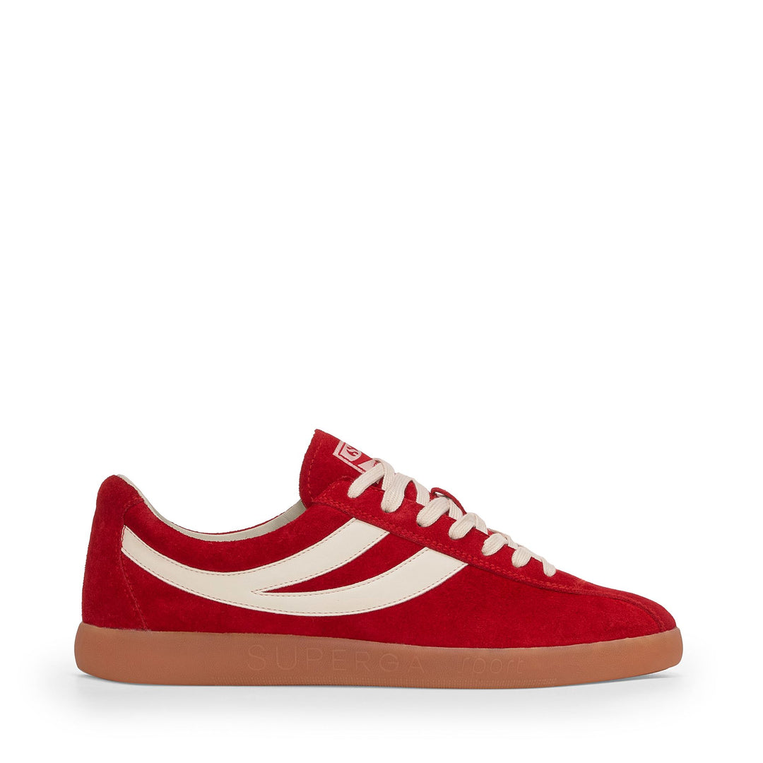 Unisex Red Sneakers with Suede Upper 01
