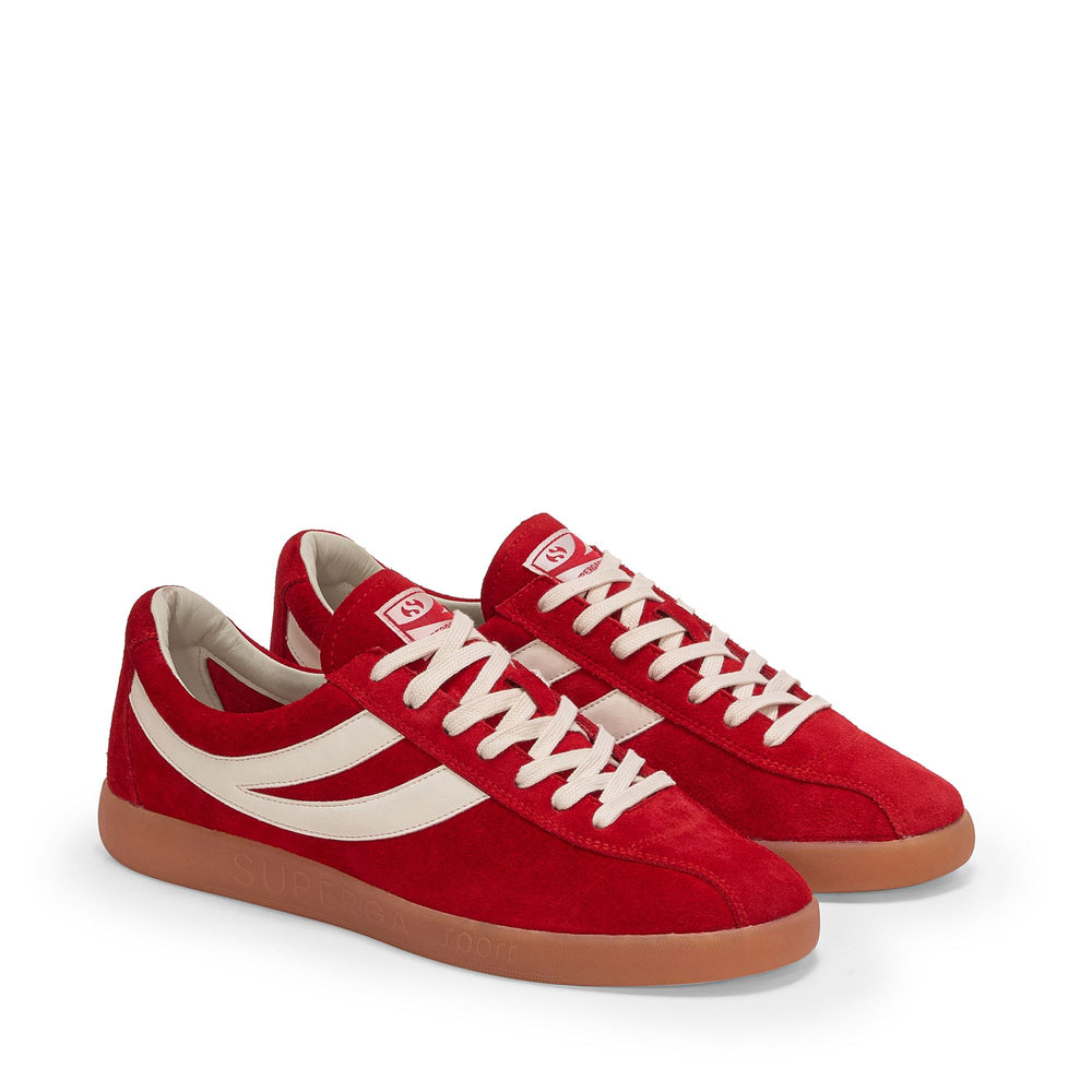 Unisex Red Sneakers with Suede Upper 02