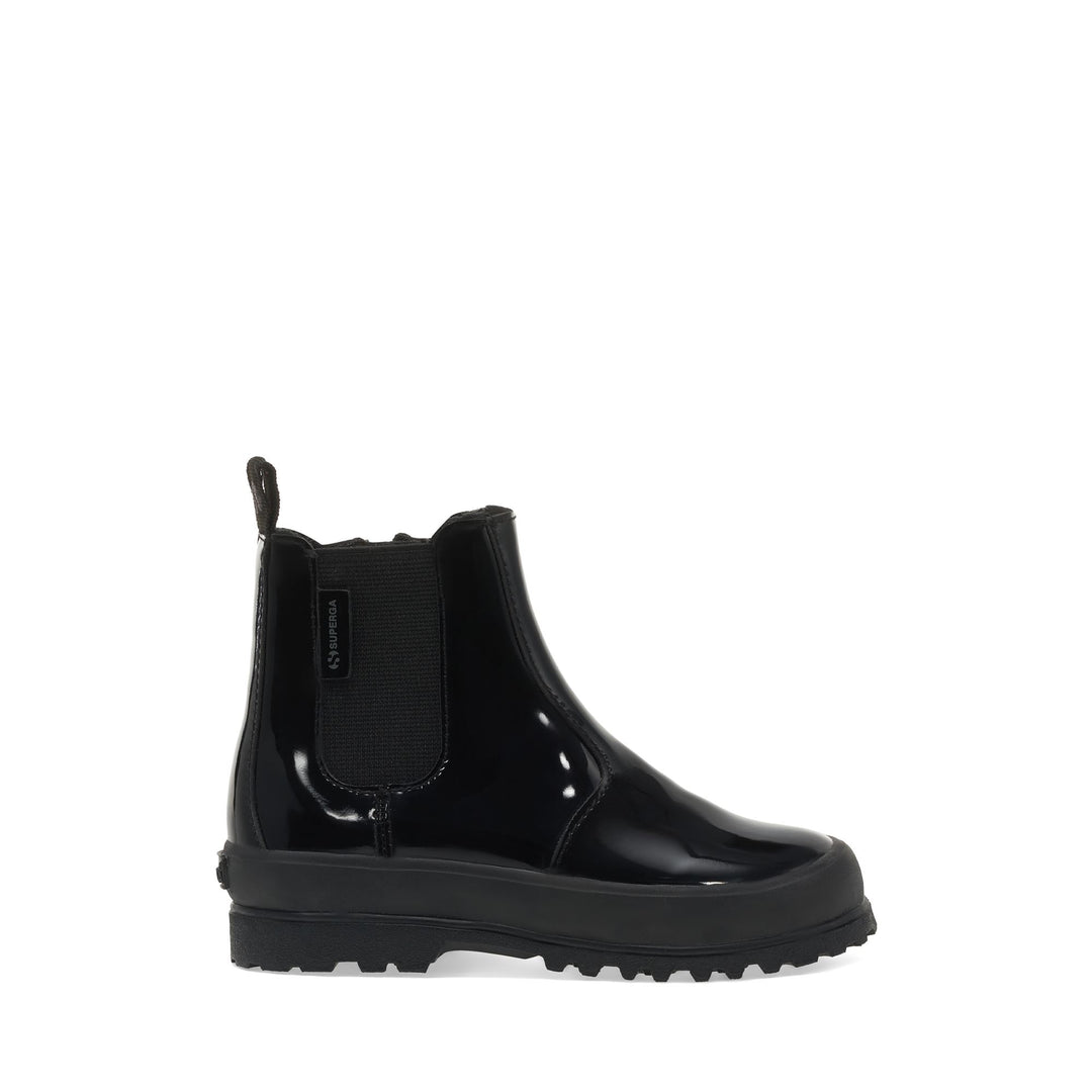 Mädchenstiefeletten Total Black mit glänzendem Obermaterial aus Synthetik 01