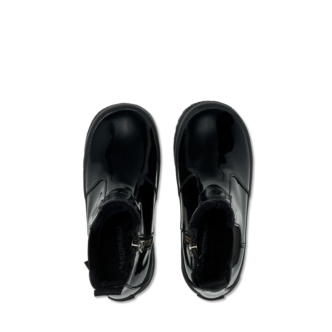 Mädchenstiefeletten Total Black mit glänzendem Obermaterial aus Synthetik main