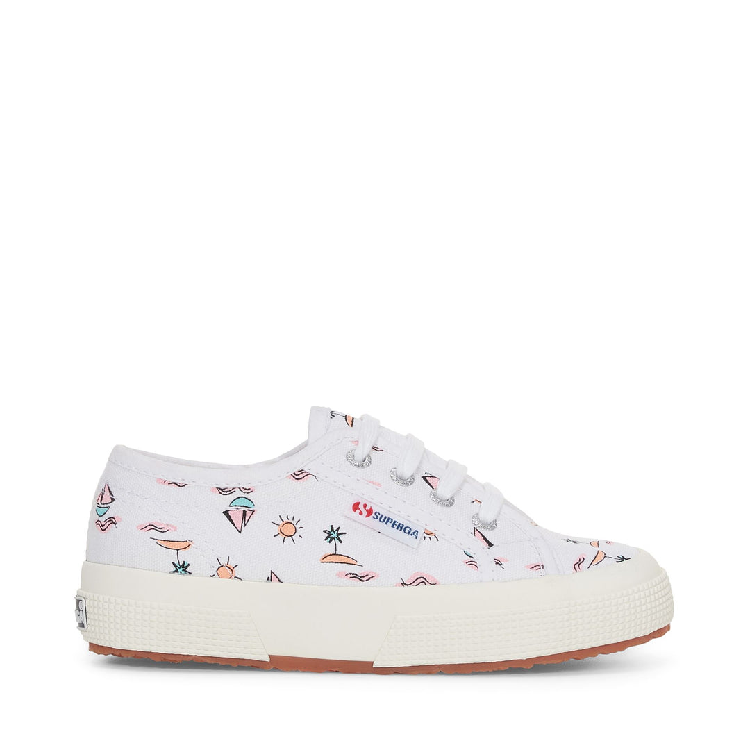 Weiße Low Cut Sneakers für Jungen mit Obermaterial aus Baumwolle 01