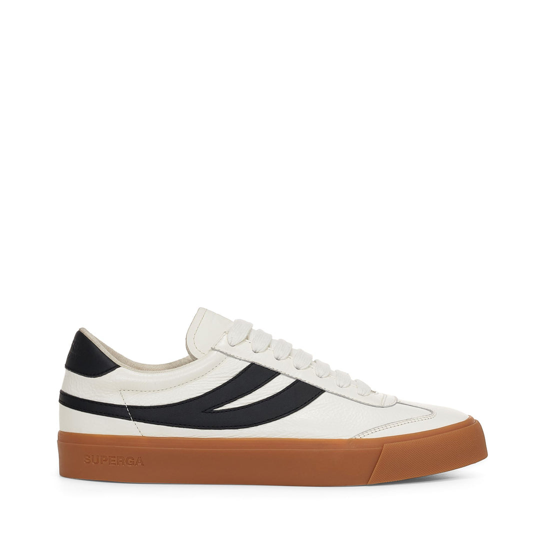Weiße Unisex Low Cut Sneakers mit Obermaterial aus Leder 01