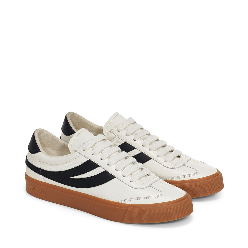Weiße Unisex Low Cut Sneakers mit Obermaterial aus Leder 02