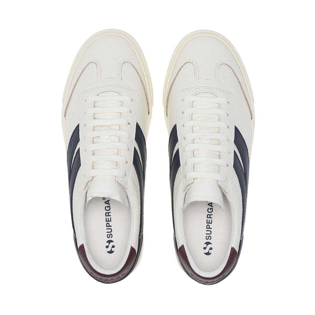 Baskets basses unisexes blanches avec tige en cuir main