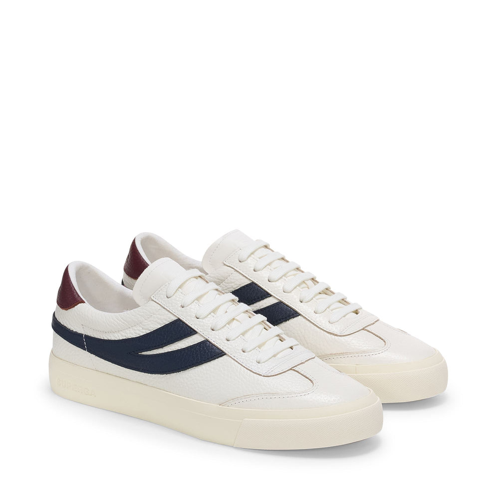 Weiße Unisex Low Cut Sneakers mit Obermaterial aus Leder 02