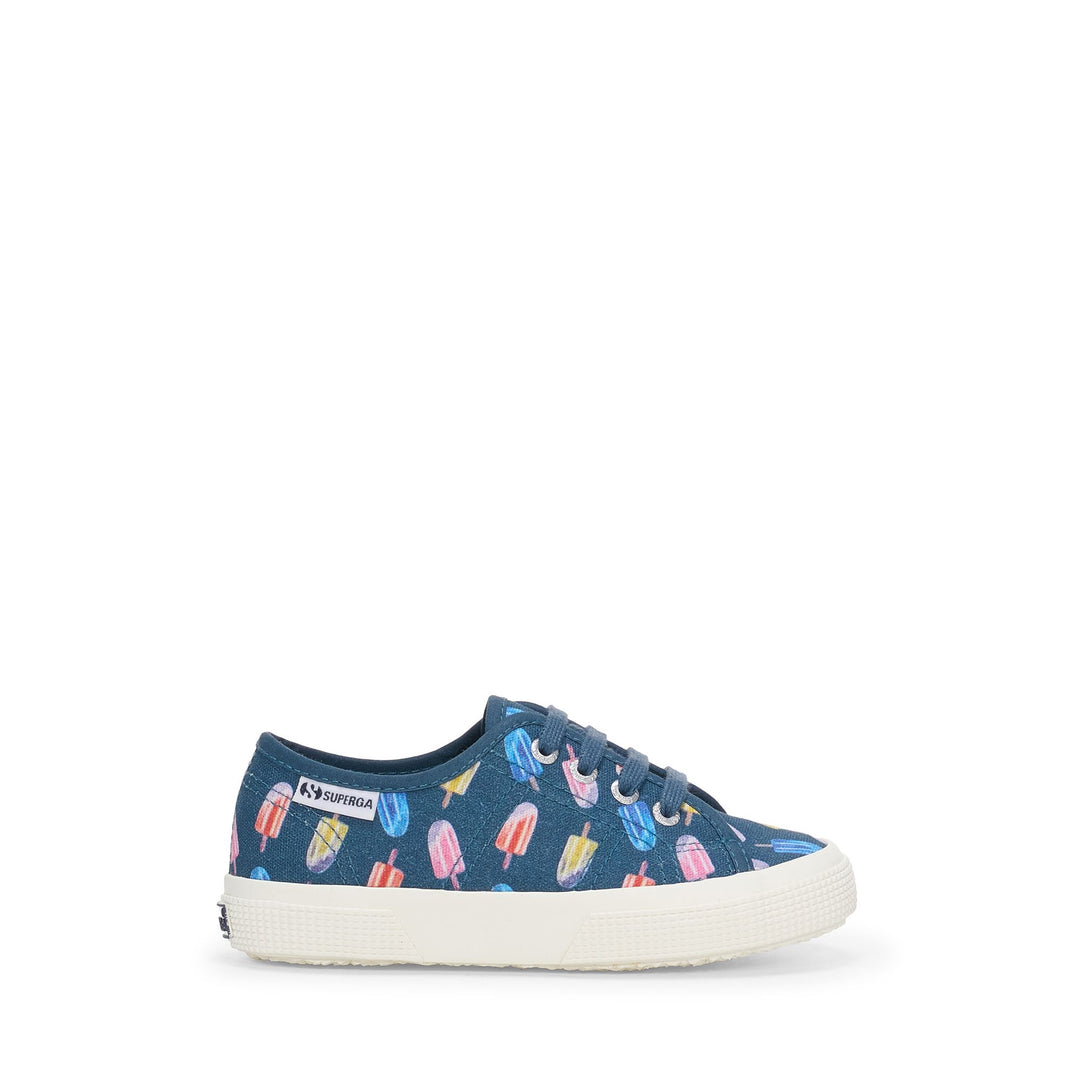 Niedrig geschnittene Kinder-Sneaker in Blau mit Obermaterial aus Baumwolle 01