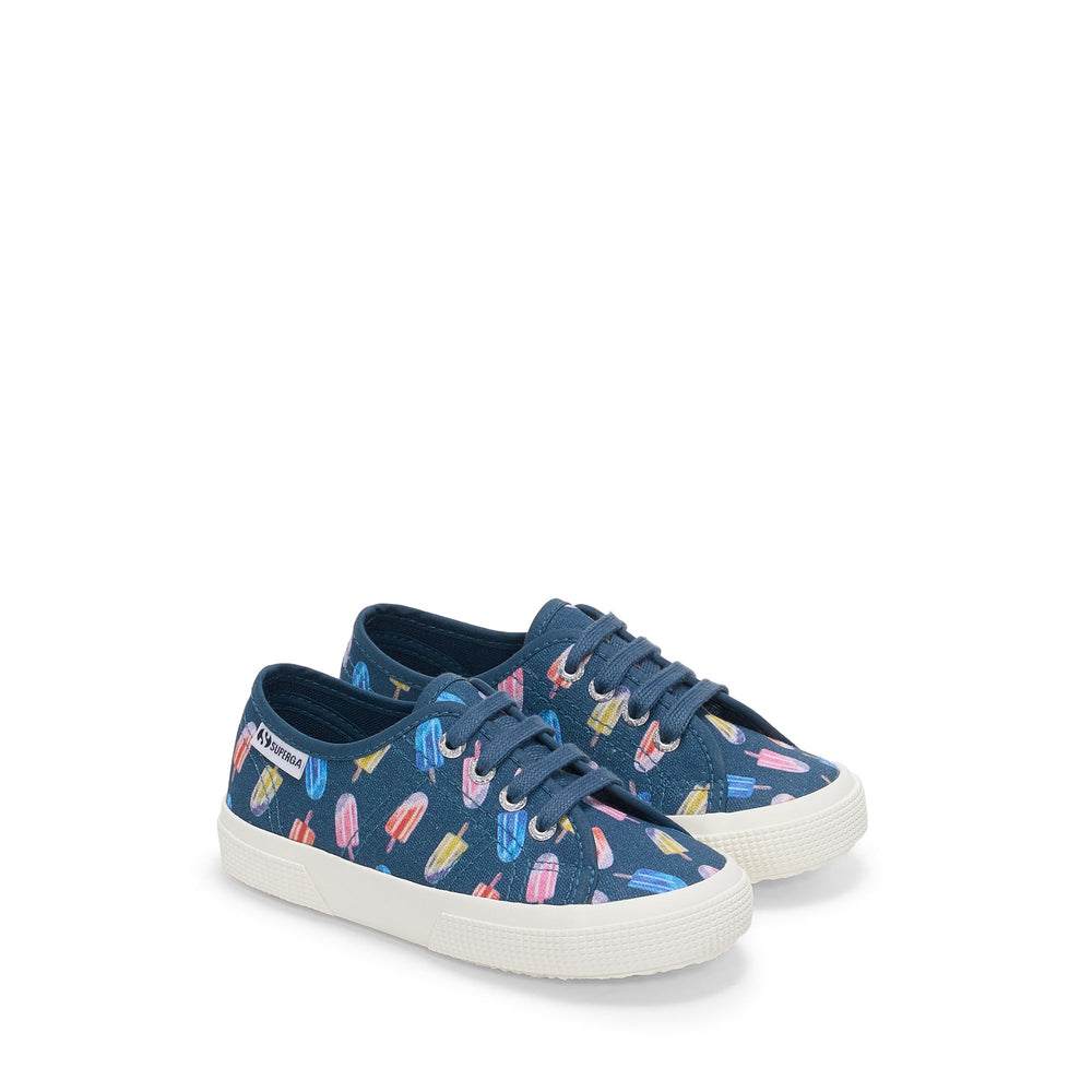 Niedrig geschnittene Kinder-Sneaker in Blau mit Obermaterial aus Baumwolle 02