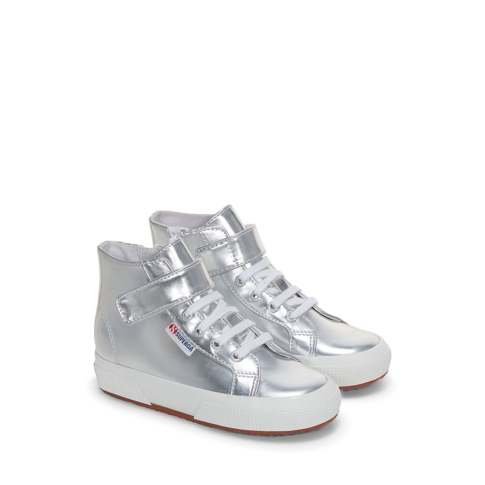 Silberne Mid-Cut-Sneakers für Mädchen mit Obermaterial aus Synthetik 02