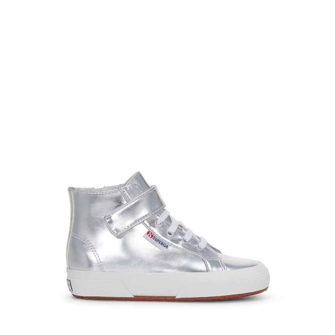 Silberne Mid-Cut-Sneakers für Mädchen mit Obermaterial aus Synthetik 01