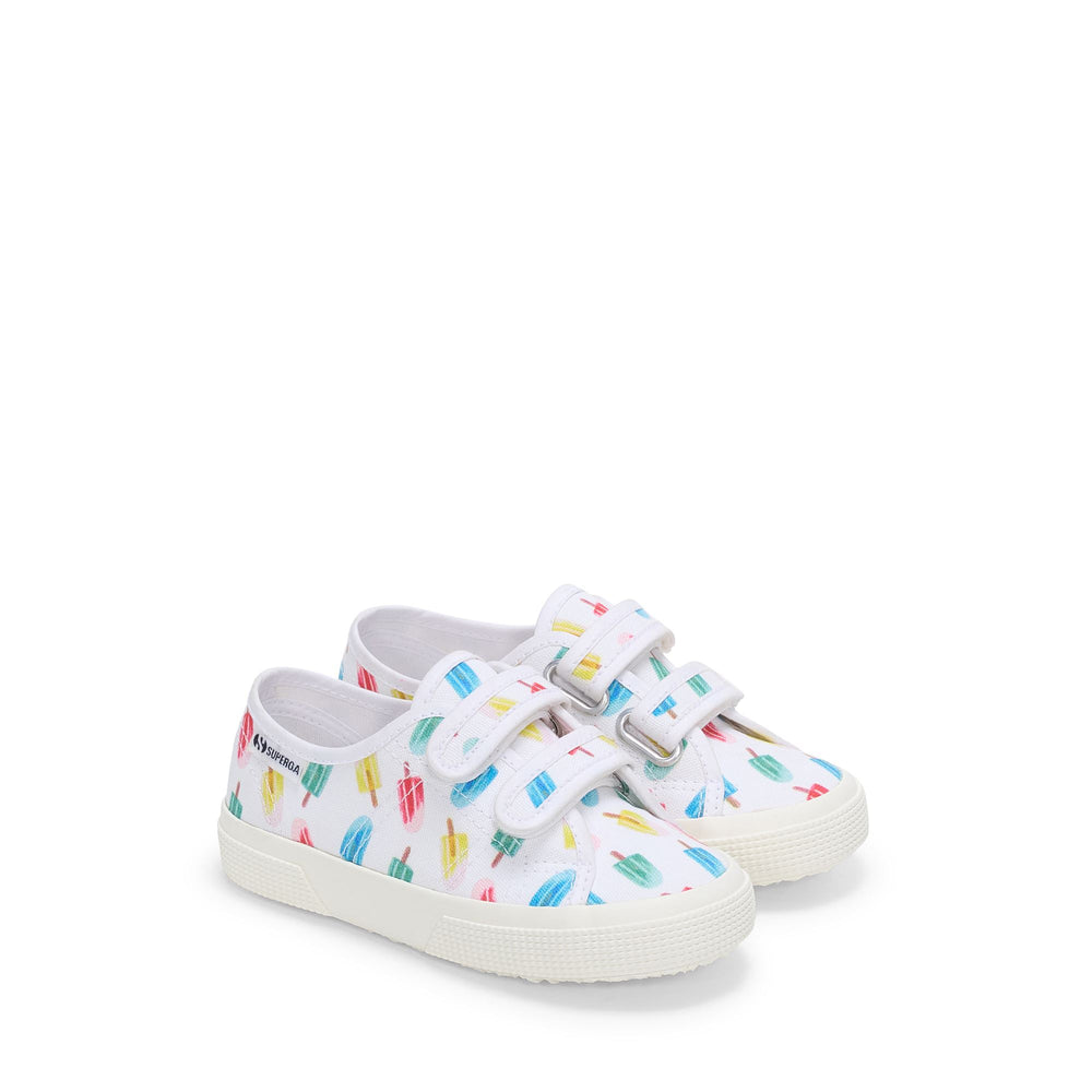 Weiße Low Cut Sneakers für Kinder mit Obermaterial aus Baumwolle 02