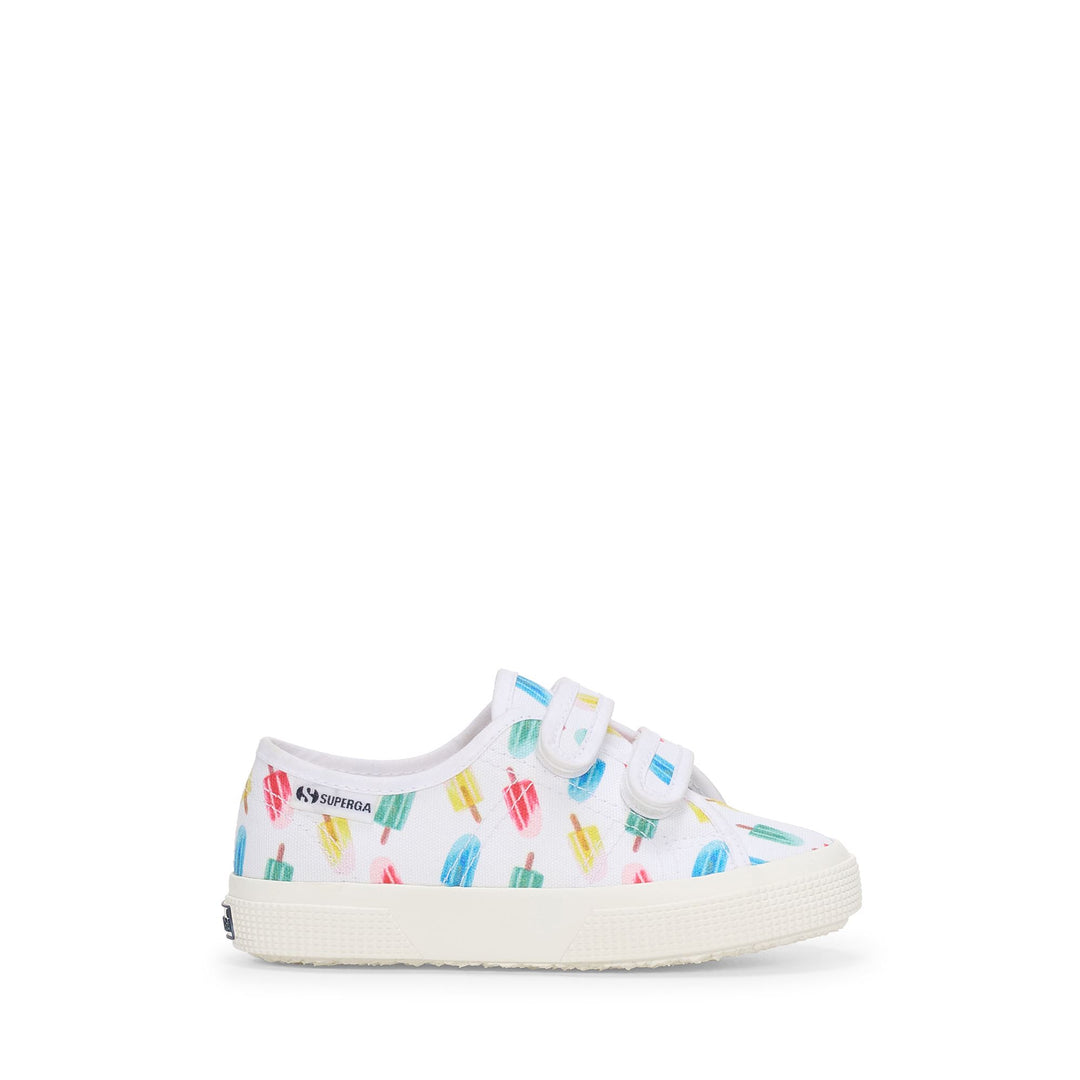 Weiße Low Cut Sneakers für Kinder mit Obermaterial aus Baumwolle 01