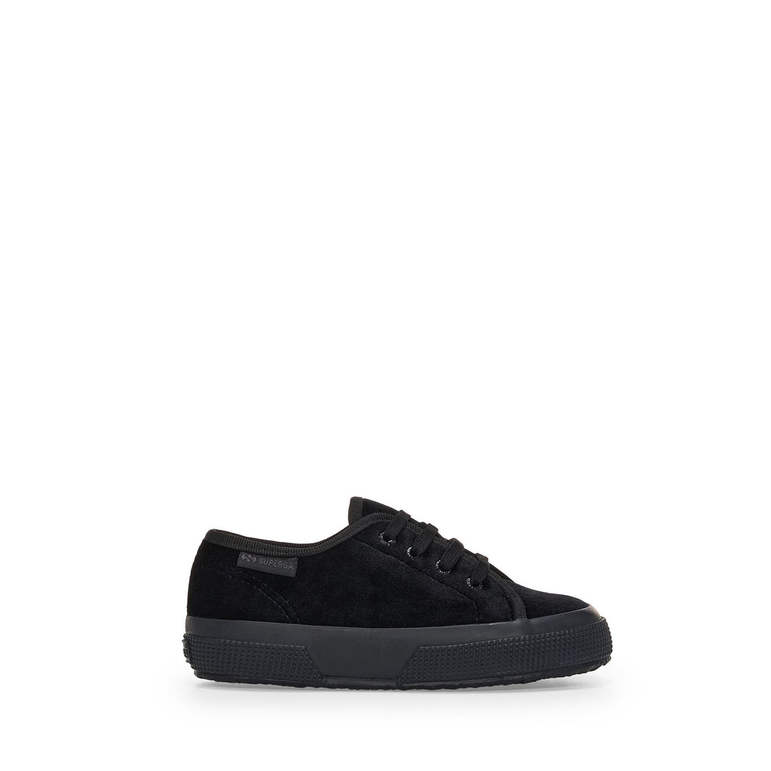 Klassische schwarze Mädchen-Sneaker mit Obermaterial aus Samt 01