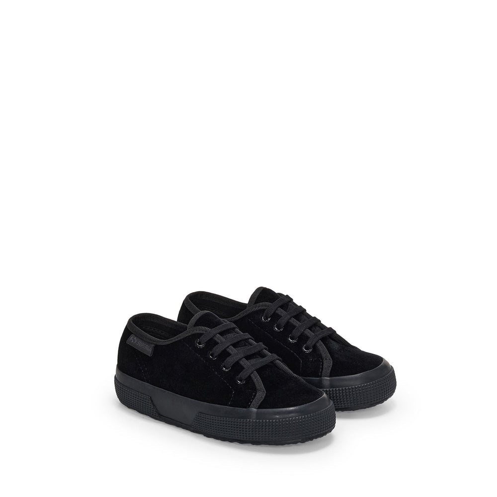 Klassische schwarze Mädchen-Sneaker mit Obermaterial aus Samt 02