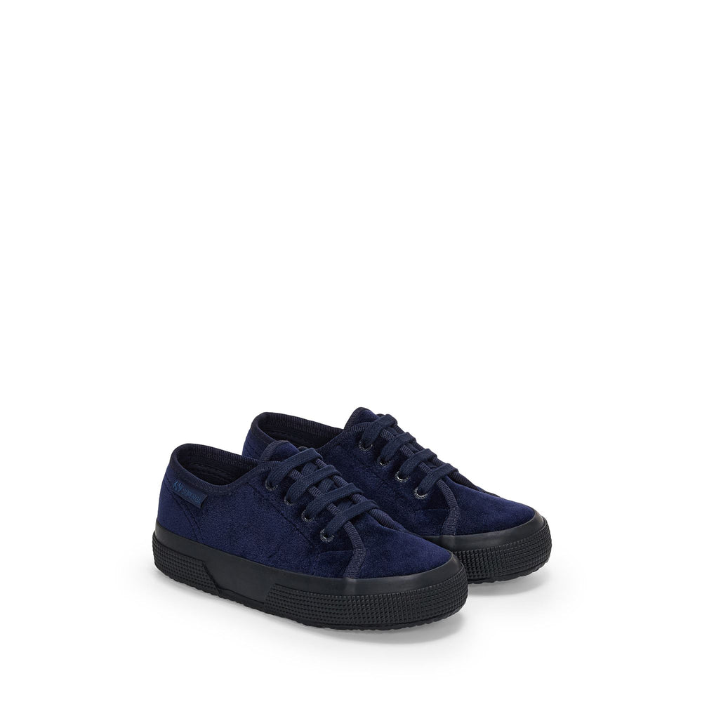 Sneakers blu navy da bambina con tomaia in velluto 02