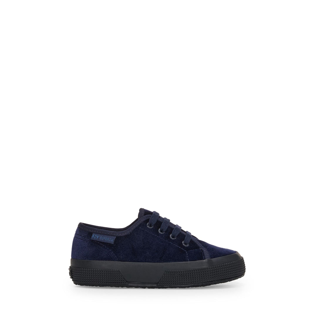 Marineblaue Mädchen-Sneaker mit Obermaterial aus Samt 01