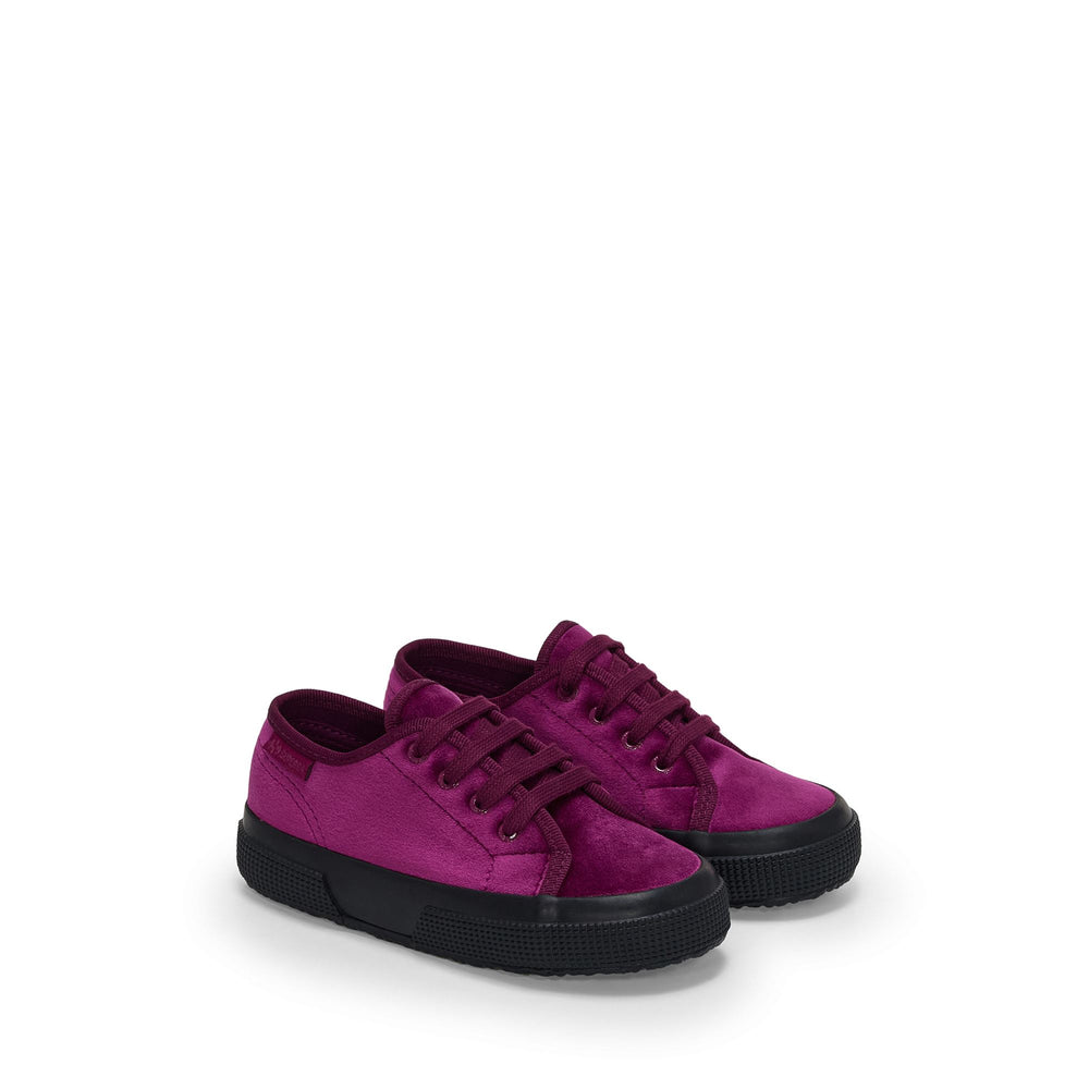 Fuchsiafarbene Mädchen-Sneaker mit Obermaterial aus Samt 02