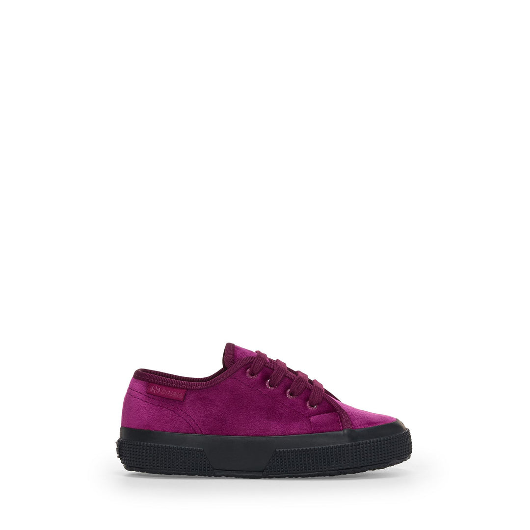 Fuchsiafarbene Mädchen-Sneaker mit Obermaterial aus Samt 01
