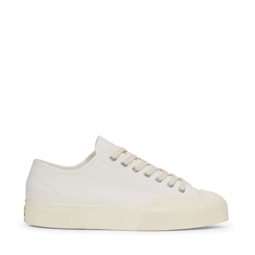 Weiße Low Cut-Sneakers mit Baumwollobermaterial 01