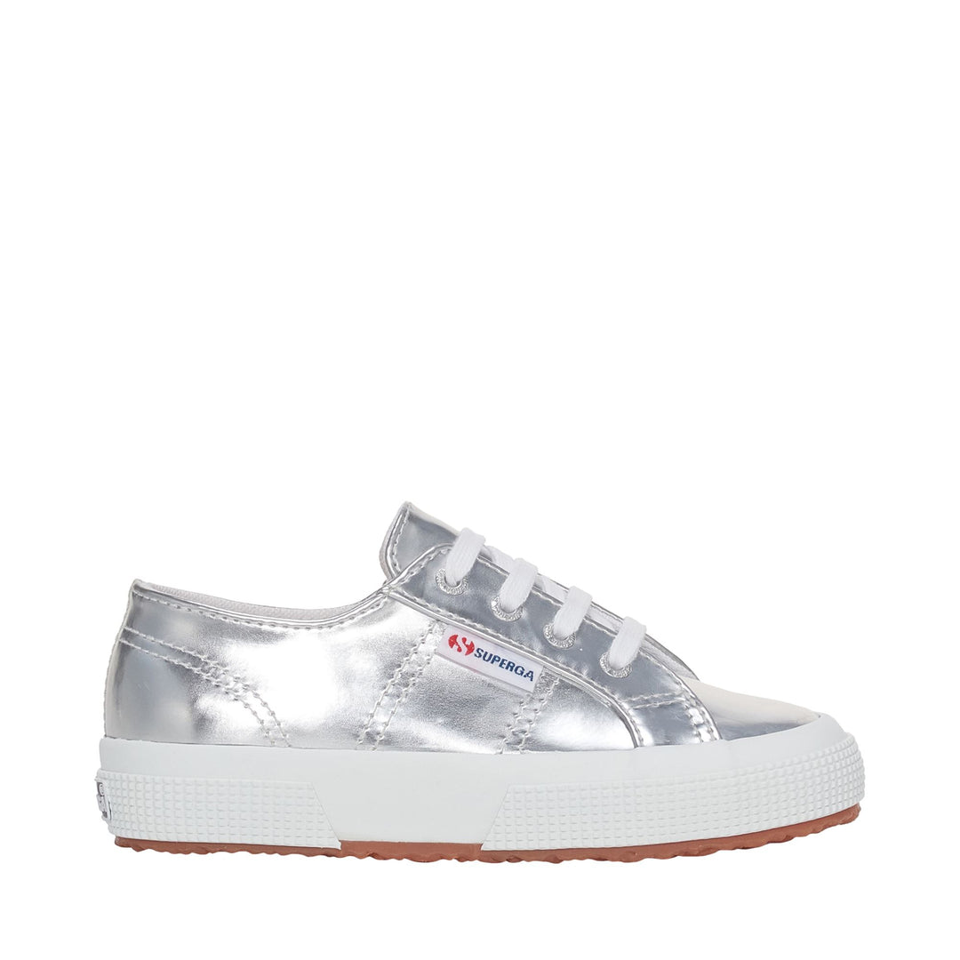 Silberne Low-Cut-Sneakers für Mädchen mit Obermaterial aus Synthetik 01