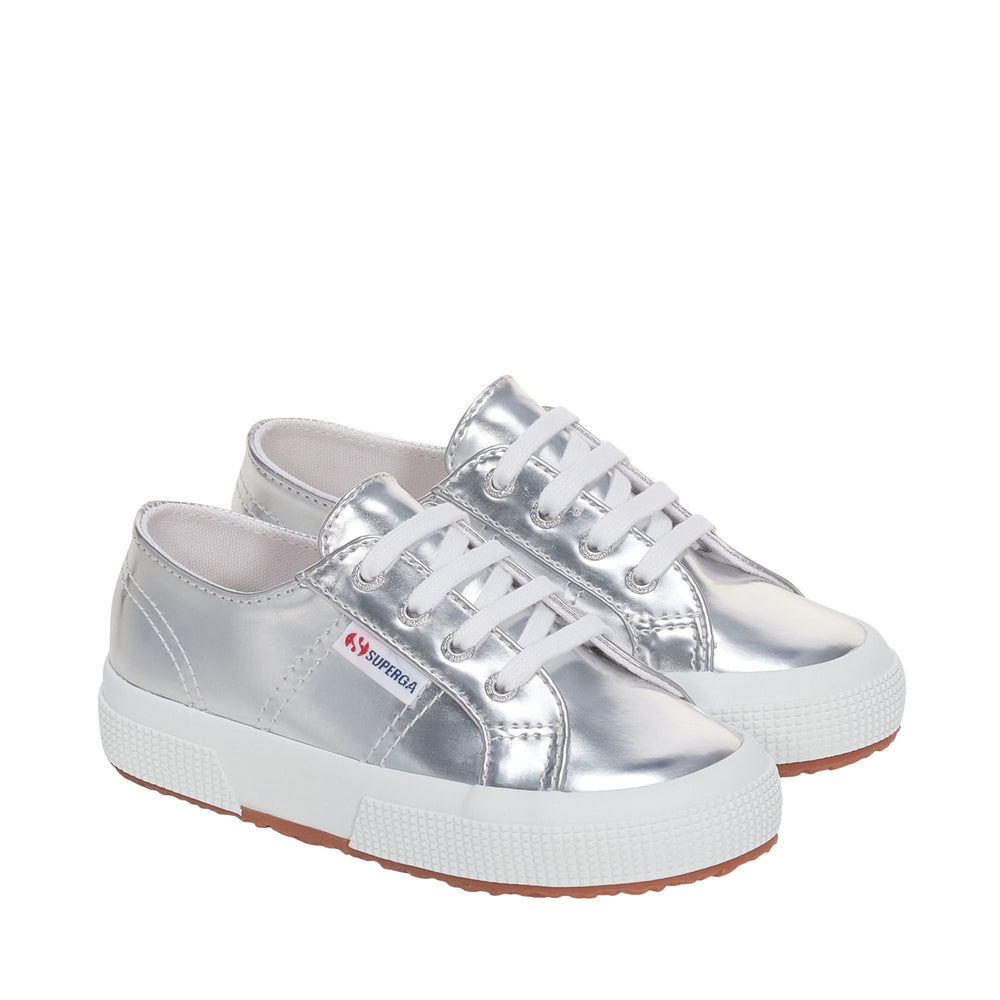 Silberne Low-Cut-Sneakers für Mädchen mit Obermaterial aus Synthetik 02