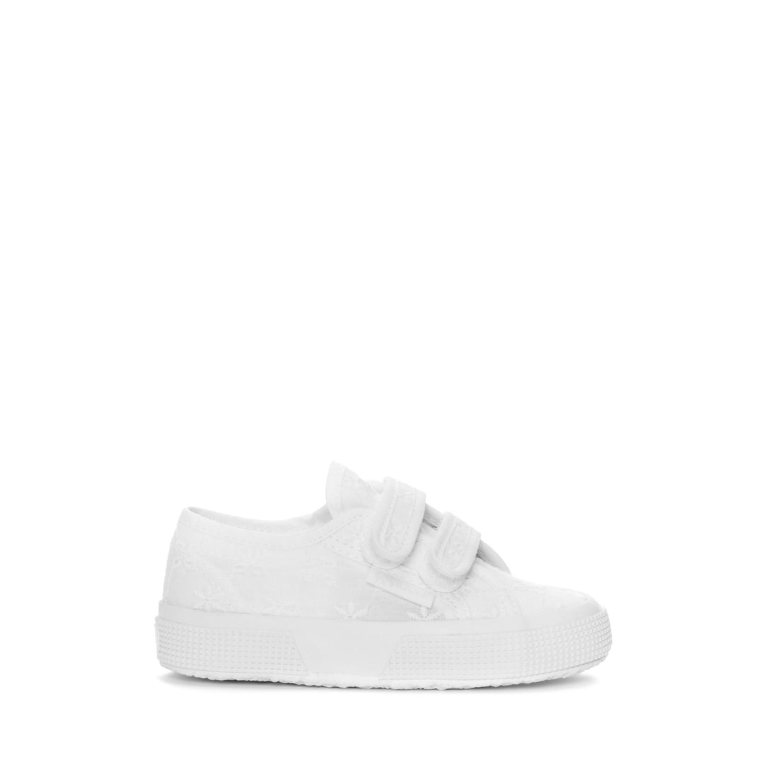 Weiße Low Cut Sneakers für Mädchen mit Obermaterial aus Baumwolle 01