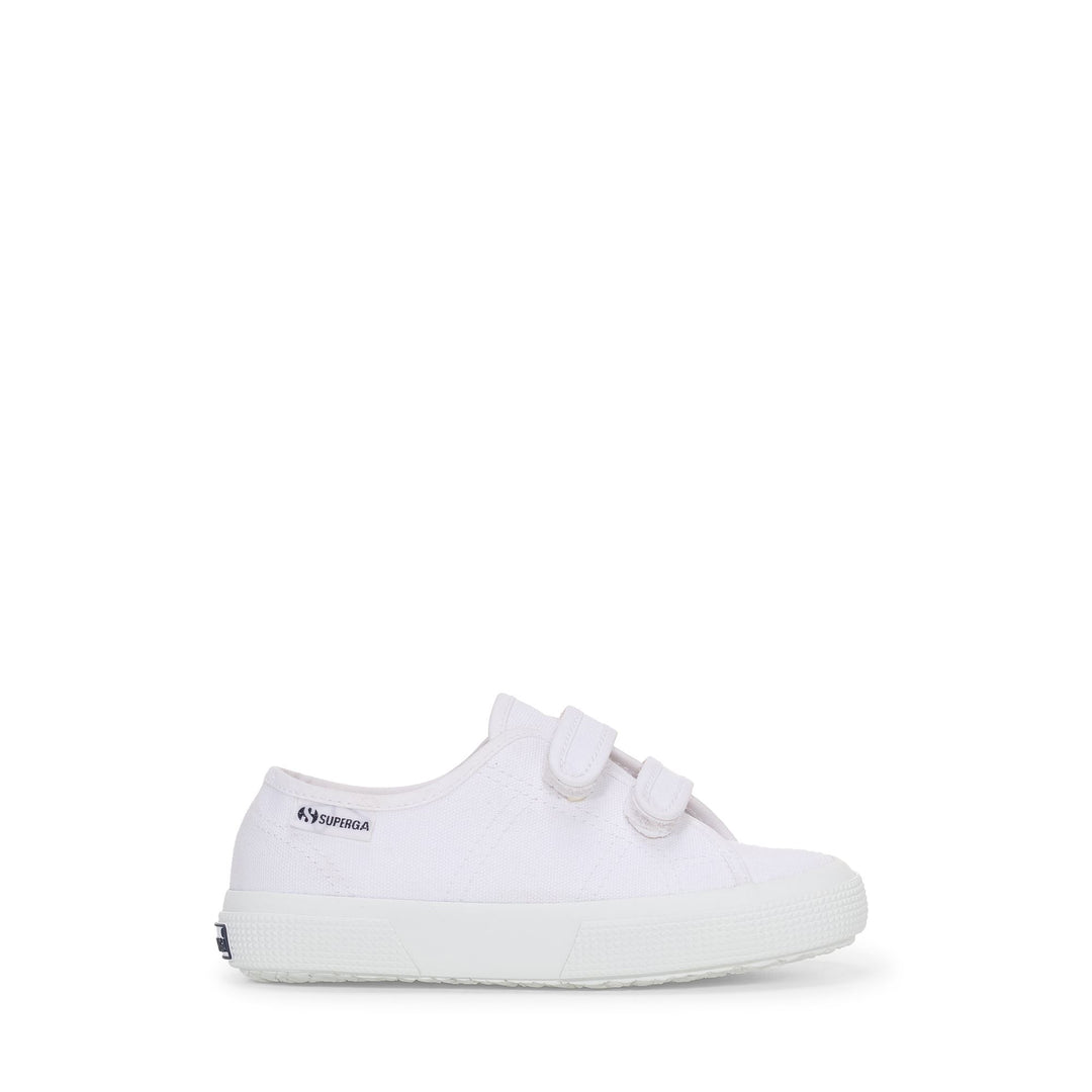 Weiße Kinder-Sneaker mit Obermaterial aus Baumwolle 01