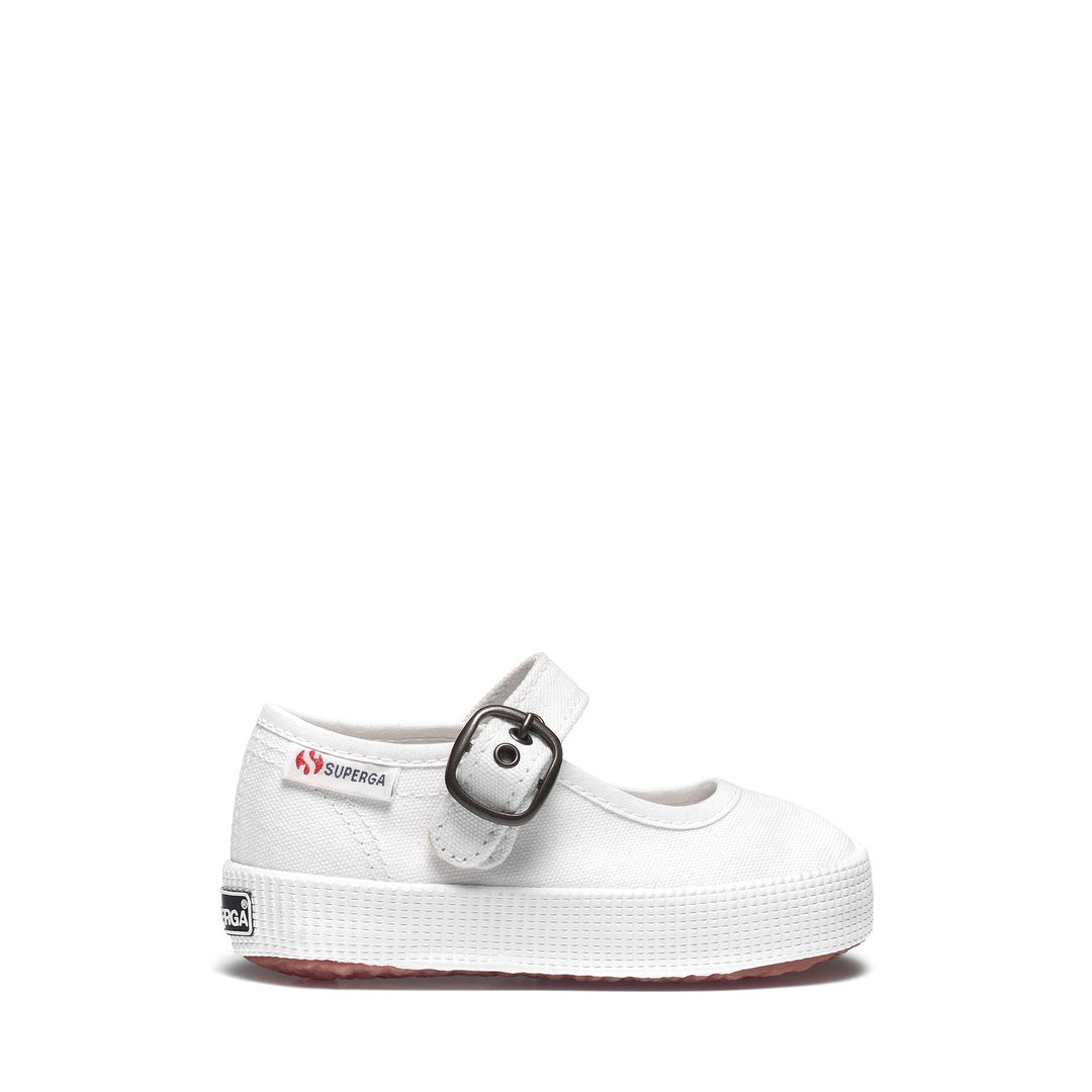 Weiße Ballerina-Sneakers für Mädchen mit Obermaterial aus Baumwolle 01