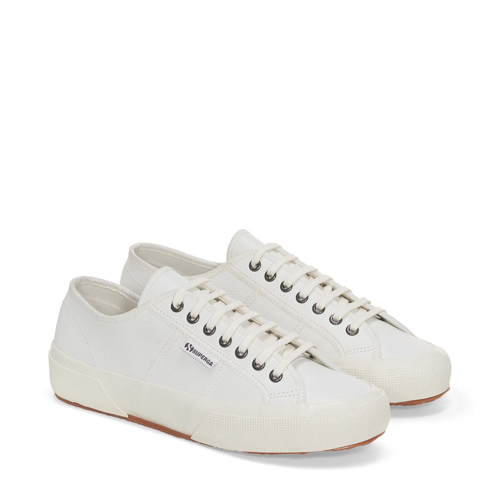 Weiße Unisex Low Cut Sneakers mit Obermaterial aus Leder 02