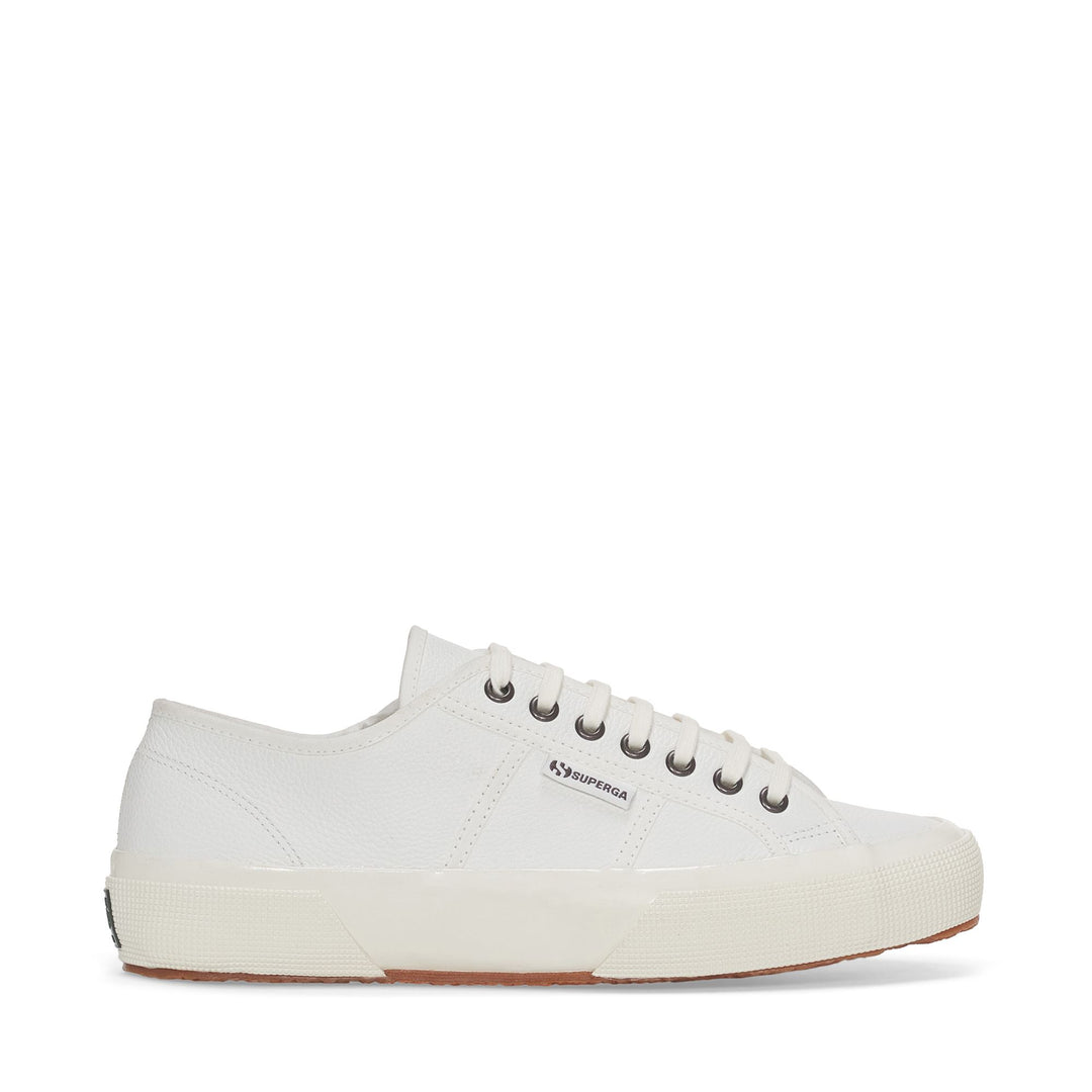 Weiße Unisex Low Cut Sneakers mit Obermaterial aus Leder 01
